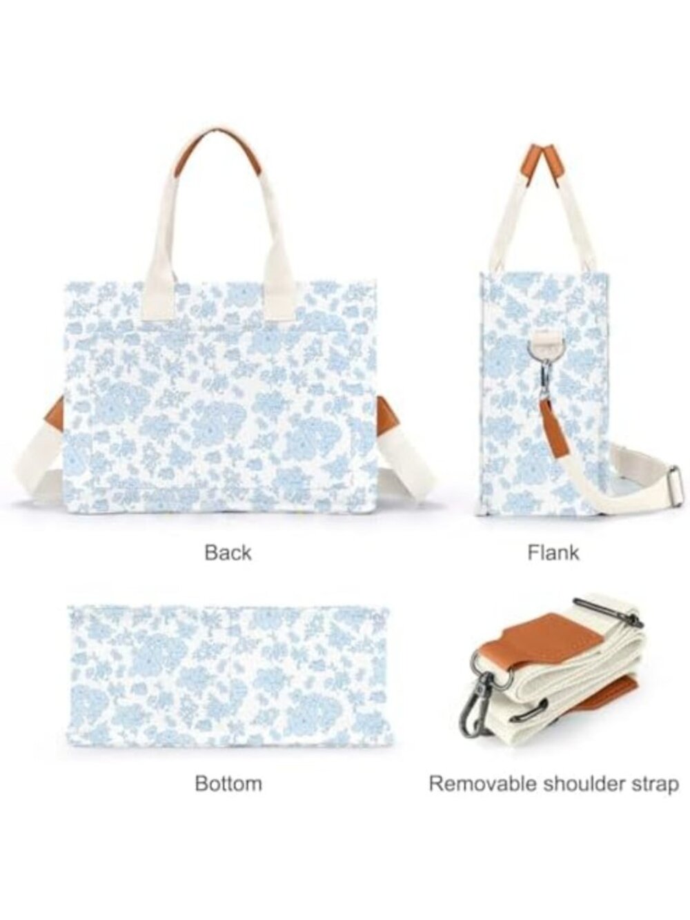 Stylish Canvas Tote Bag with Pockets | Versatile Crossbody & Shoulder Handbag - Picture 6 of 6